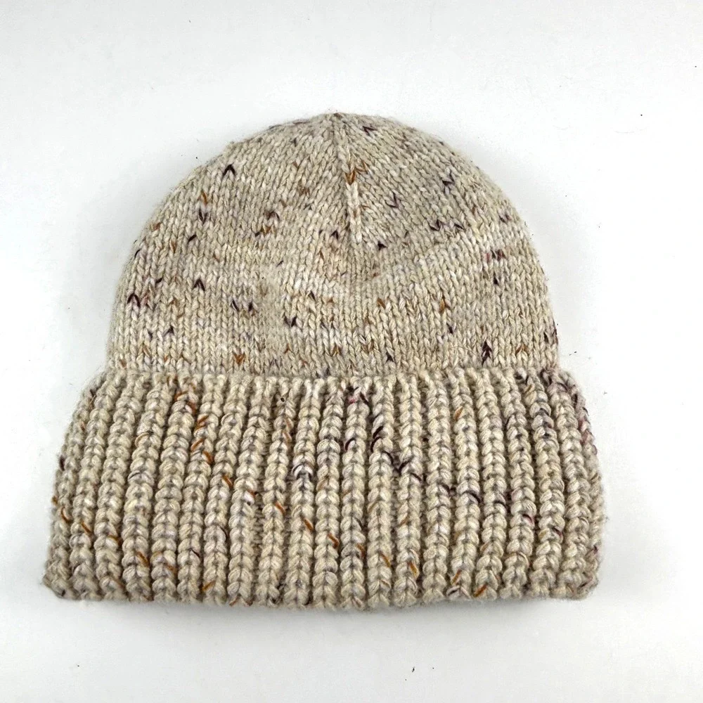 Time and Tru Beanie Womens OS‎ Beige Marled Chunky Knit Lined Hat